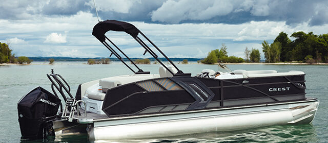 2023 Crest Caribbean Platinum 230 SLS Tritoon Boat Cabernet/Black