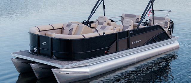 2023 Crest Classic DLX 220 SLSC Pontoon Boat White/Black